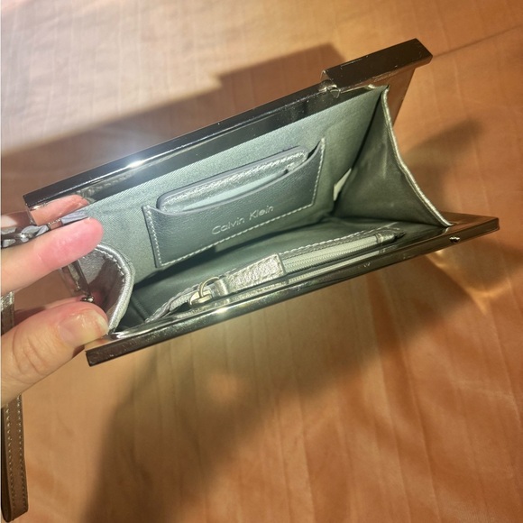 Calvin Klein Metallic Silver Wristlet Clutch - Picture 3 of 4
